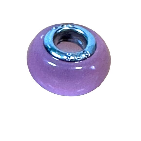 Pink Glass Charm Beads With 925 Sterling Silver Core For Bracelets & Necklaces - Picture 5 of 7